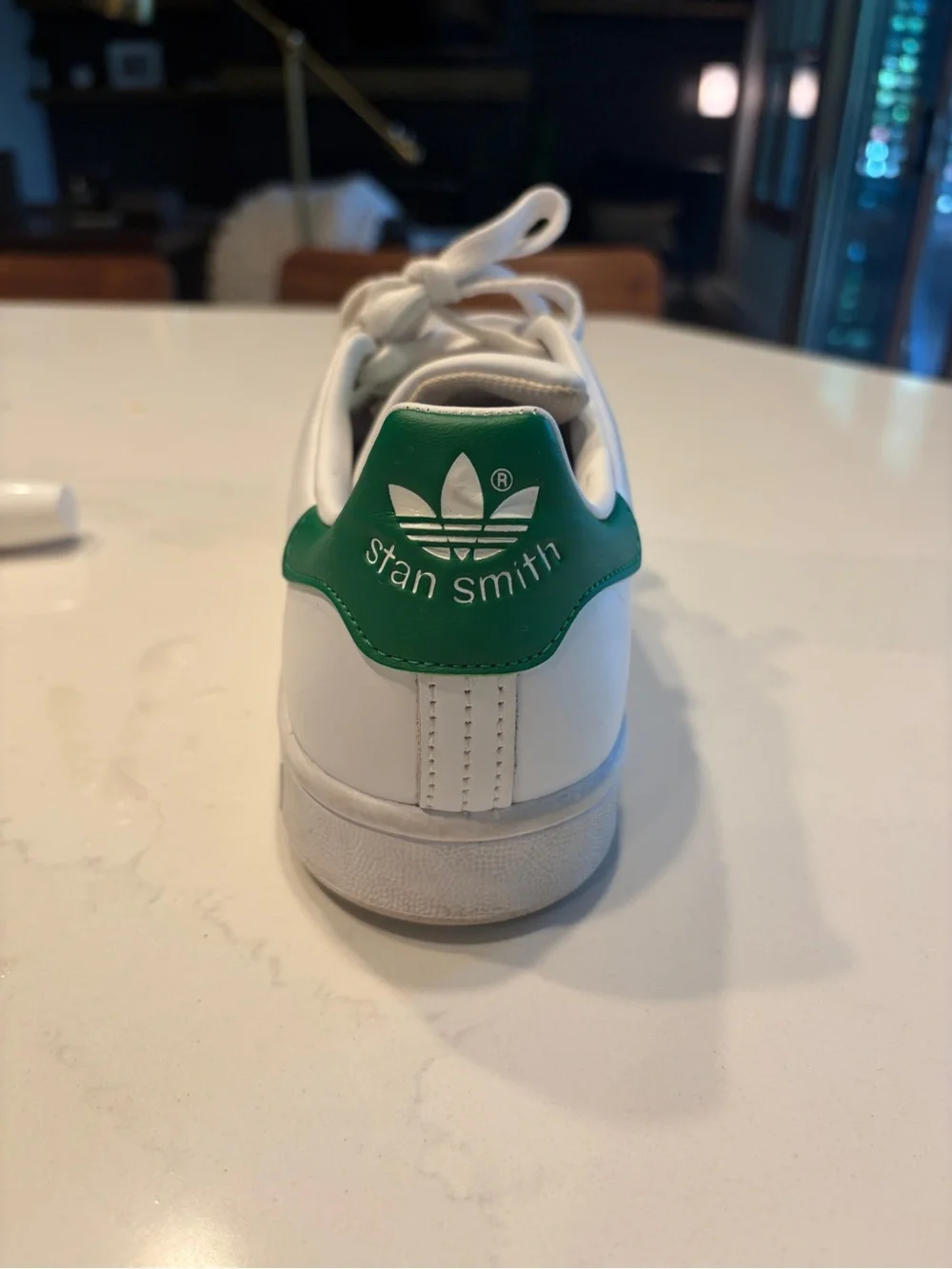 adidas Stan Smith White with Green Heel Tab Sneaker. Women’s size 8